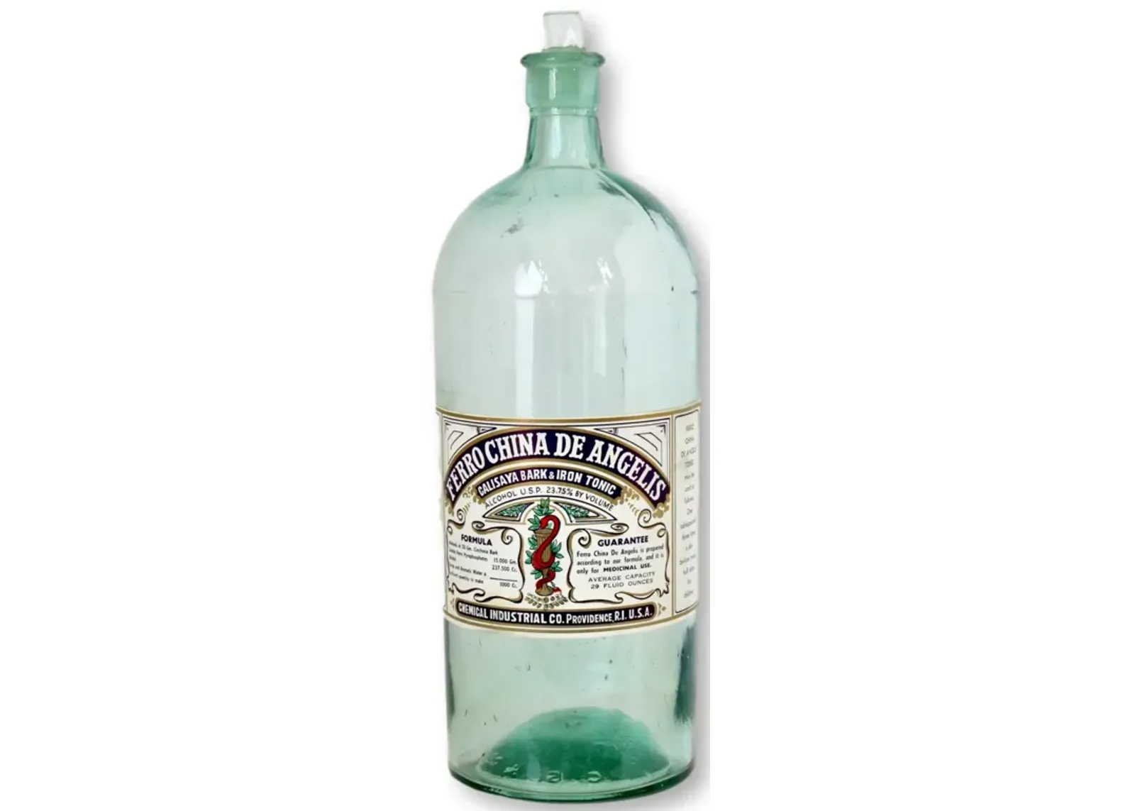 Large Antique Apothecary Bottle - New England Mercantile - Green