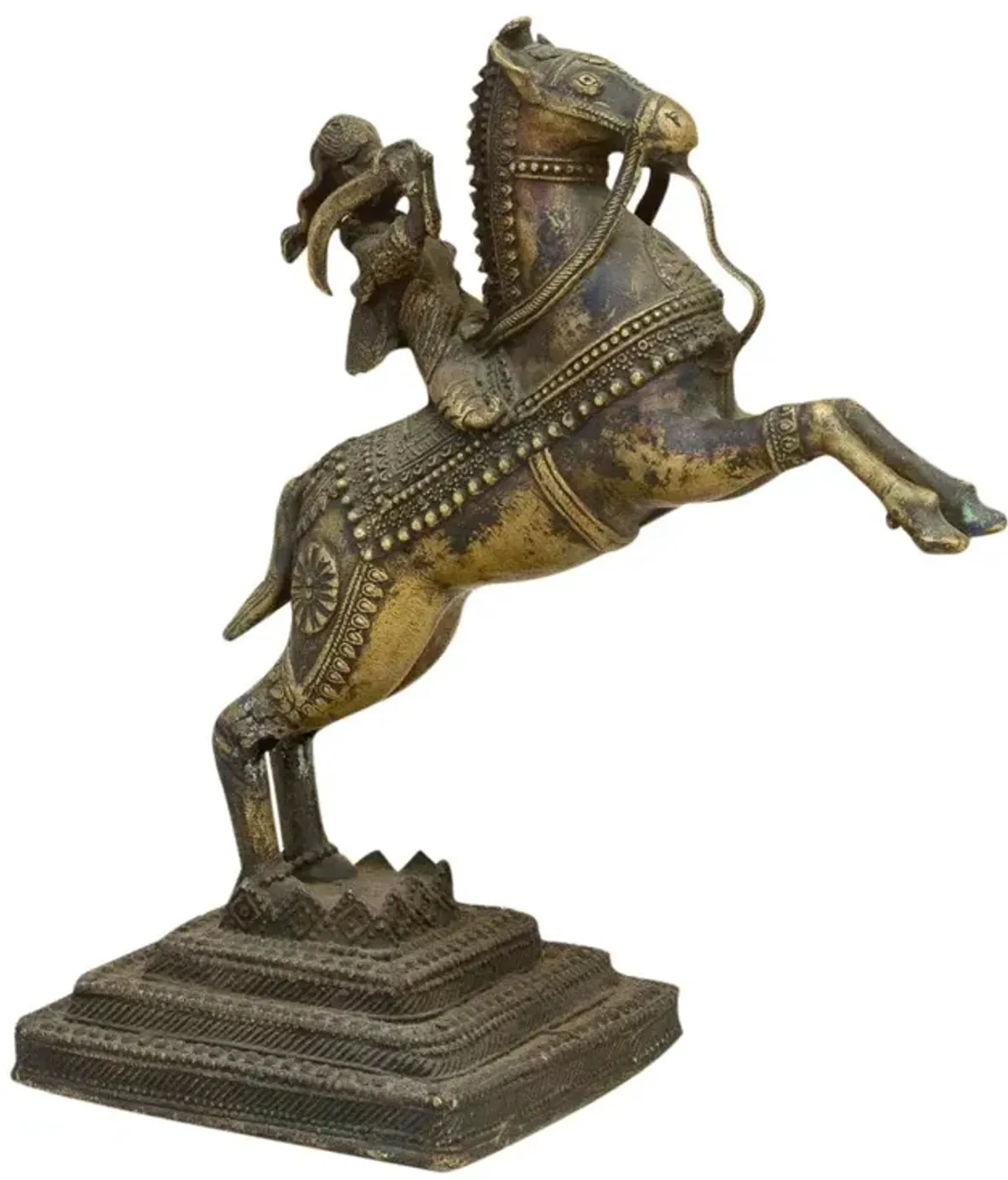 Antique Indian Ajmer Horse Brass Statue - de-cor - Brown