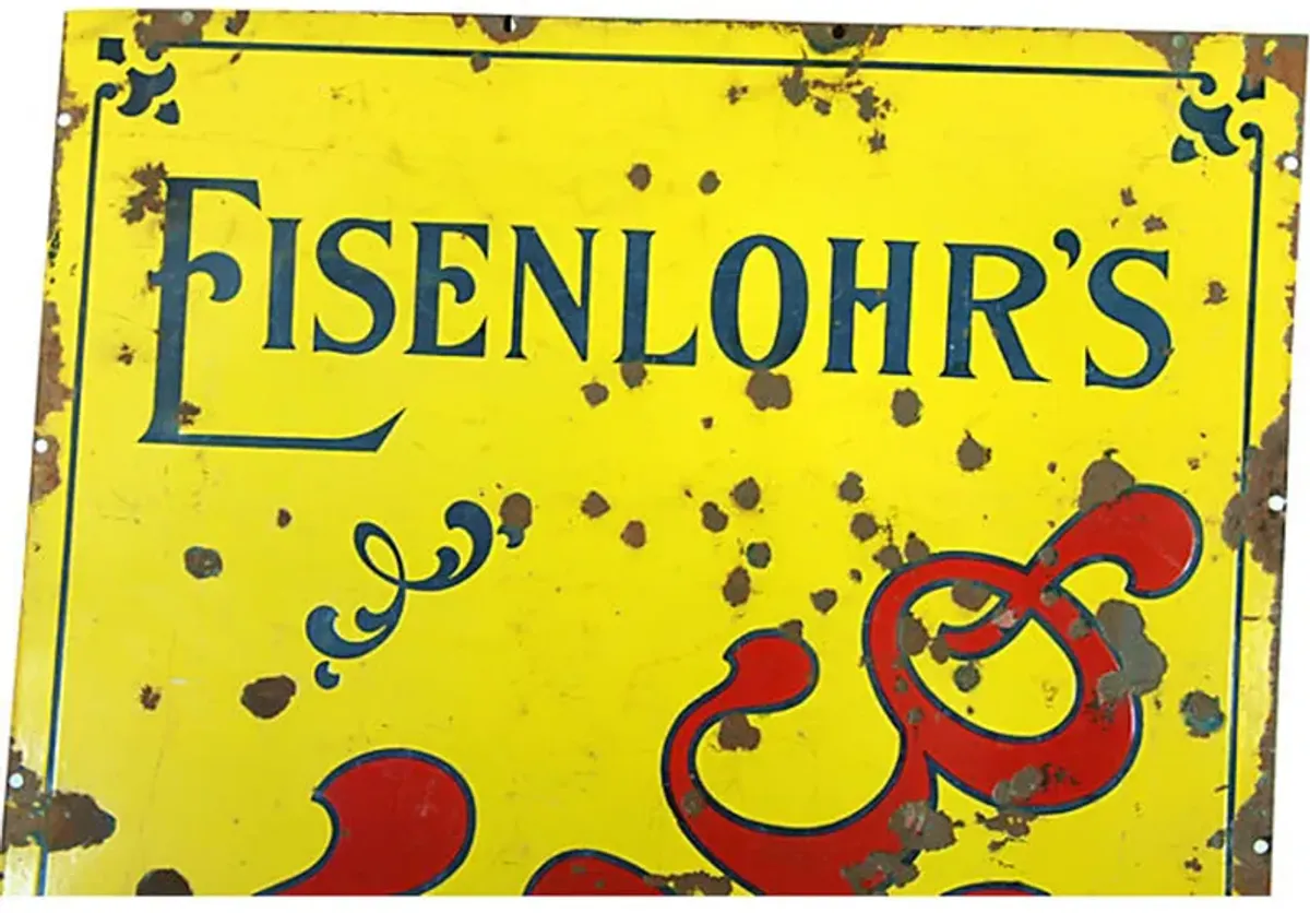 1910s Porcelain Eisenlohr's Cigars Sign - Yellow