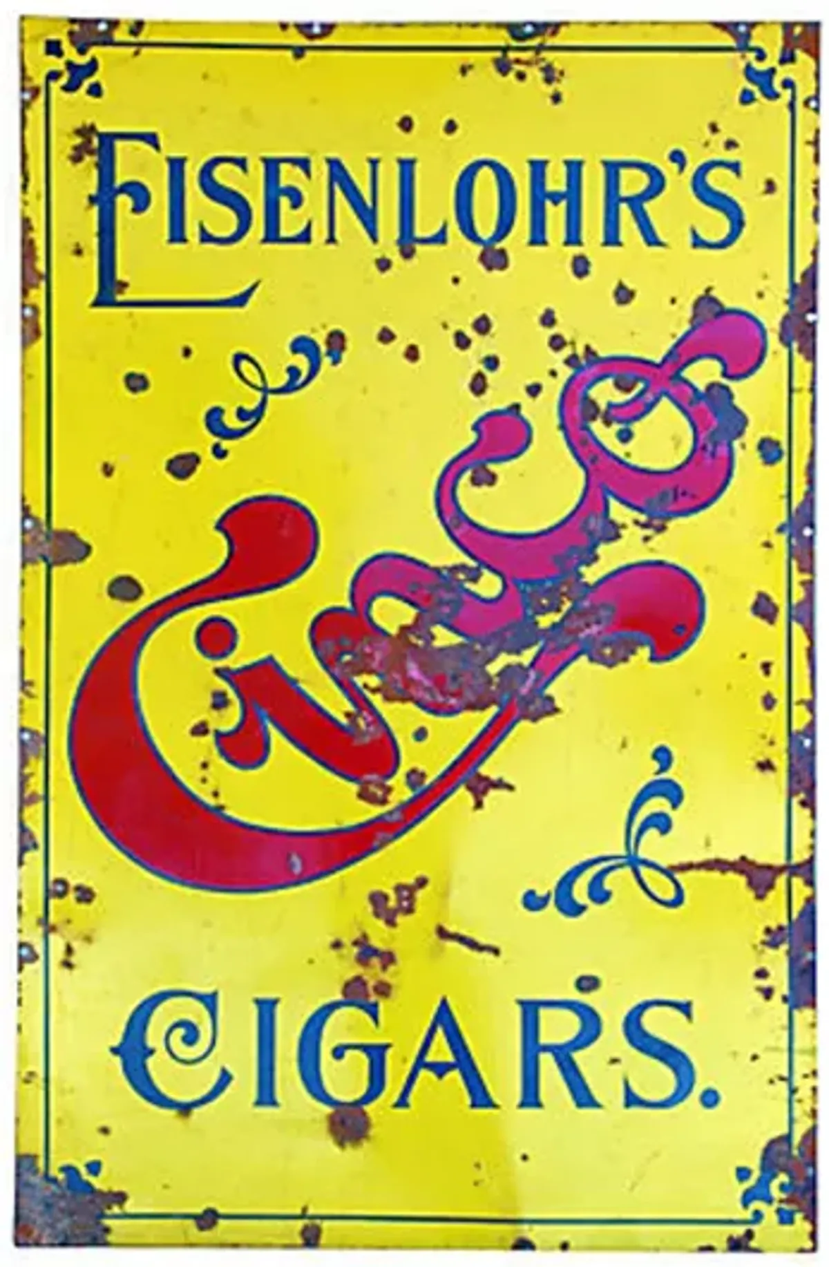 1910s Porcelain Eisenlohr's Cigars Sign - Yellow