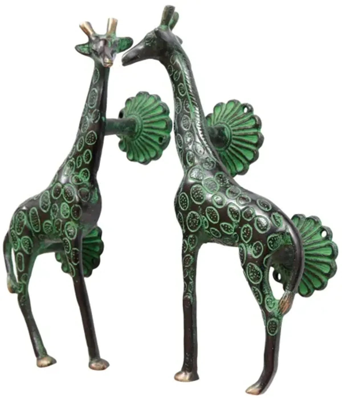 Green Brass Giraffe Door Handles - a Pair - Interesting Things