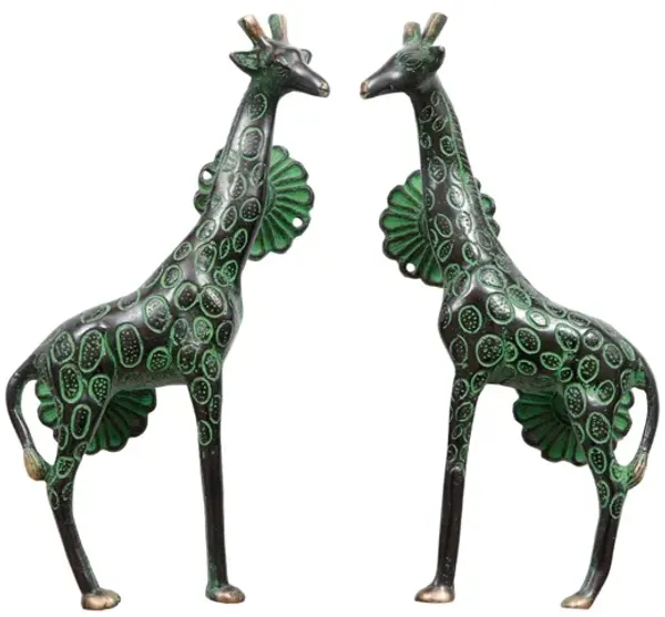 Green Brass Giraffe Door Handles - a Pair - Interesting Things