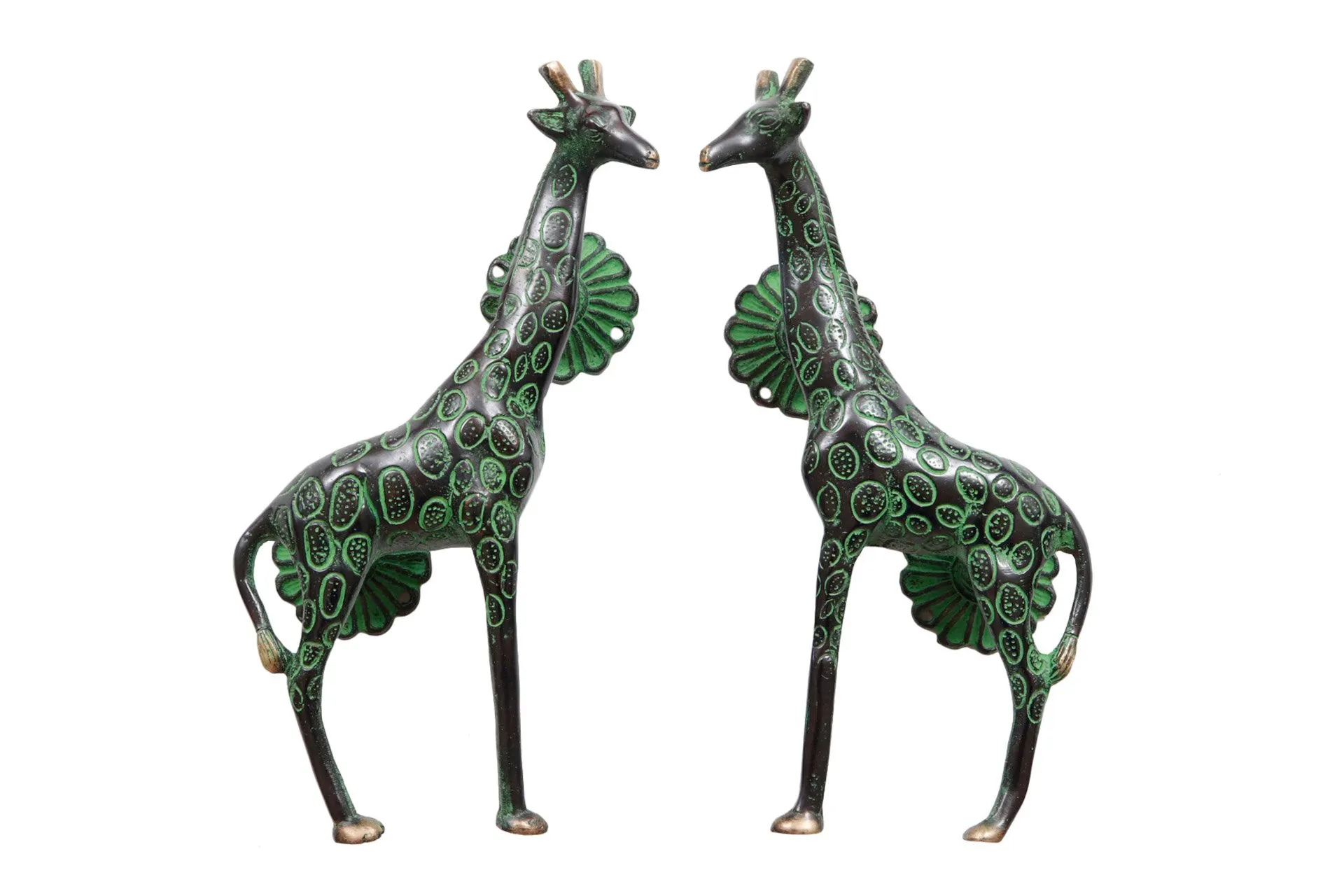 Green Brass Giraffe Door Handles - a Pair - Interesting Things