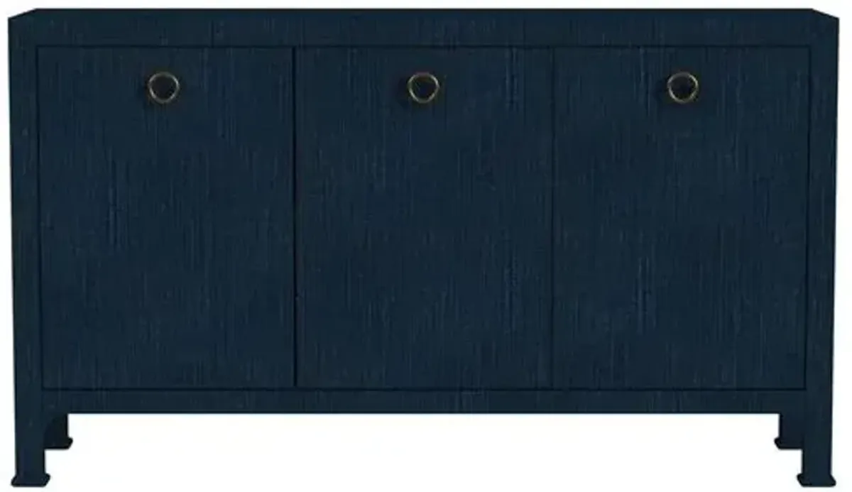 Kos Raffia 3-Door Sideboard - Blue