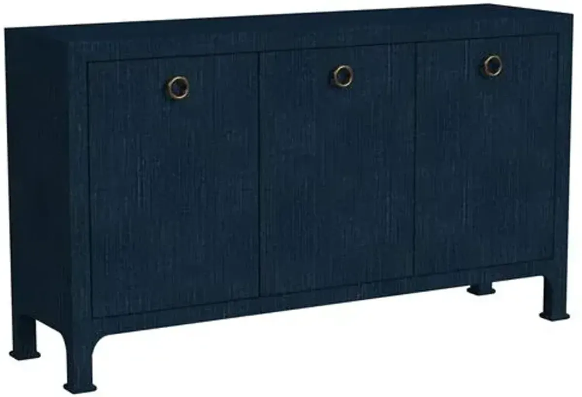 Kos Raffia 3-Door Sideboard - Blue