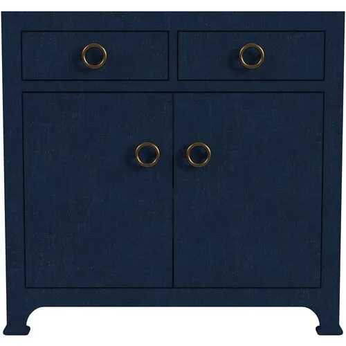 Kos Raffia 2-Door Cabinet - Blue