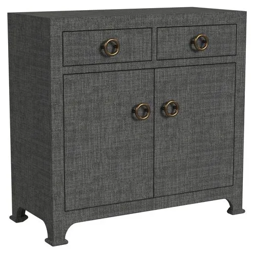 Kos Raffia 2-Door Cabinet - Charcoal - Gray