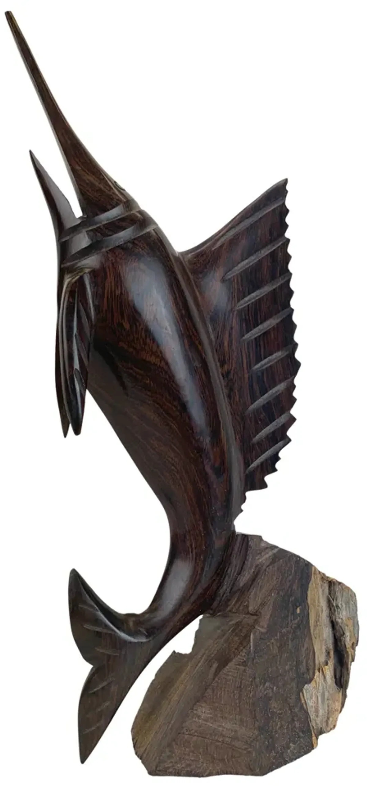 Hand-Carved Ironwood Swordfish Figurine - Eat Drink Home - Brown