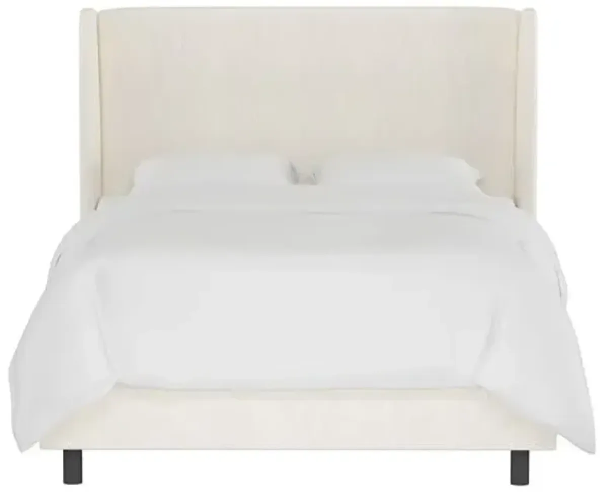 Kelly Wingback Bed - Handcrafted - Beige