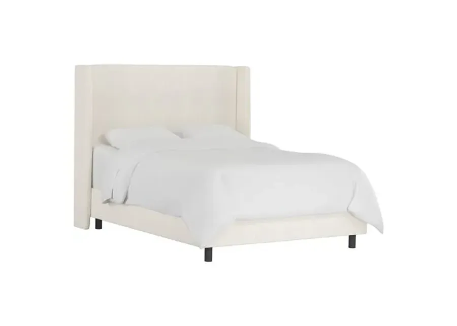 Kelly Wingback Bed - Handcrafted - Beige