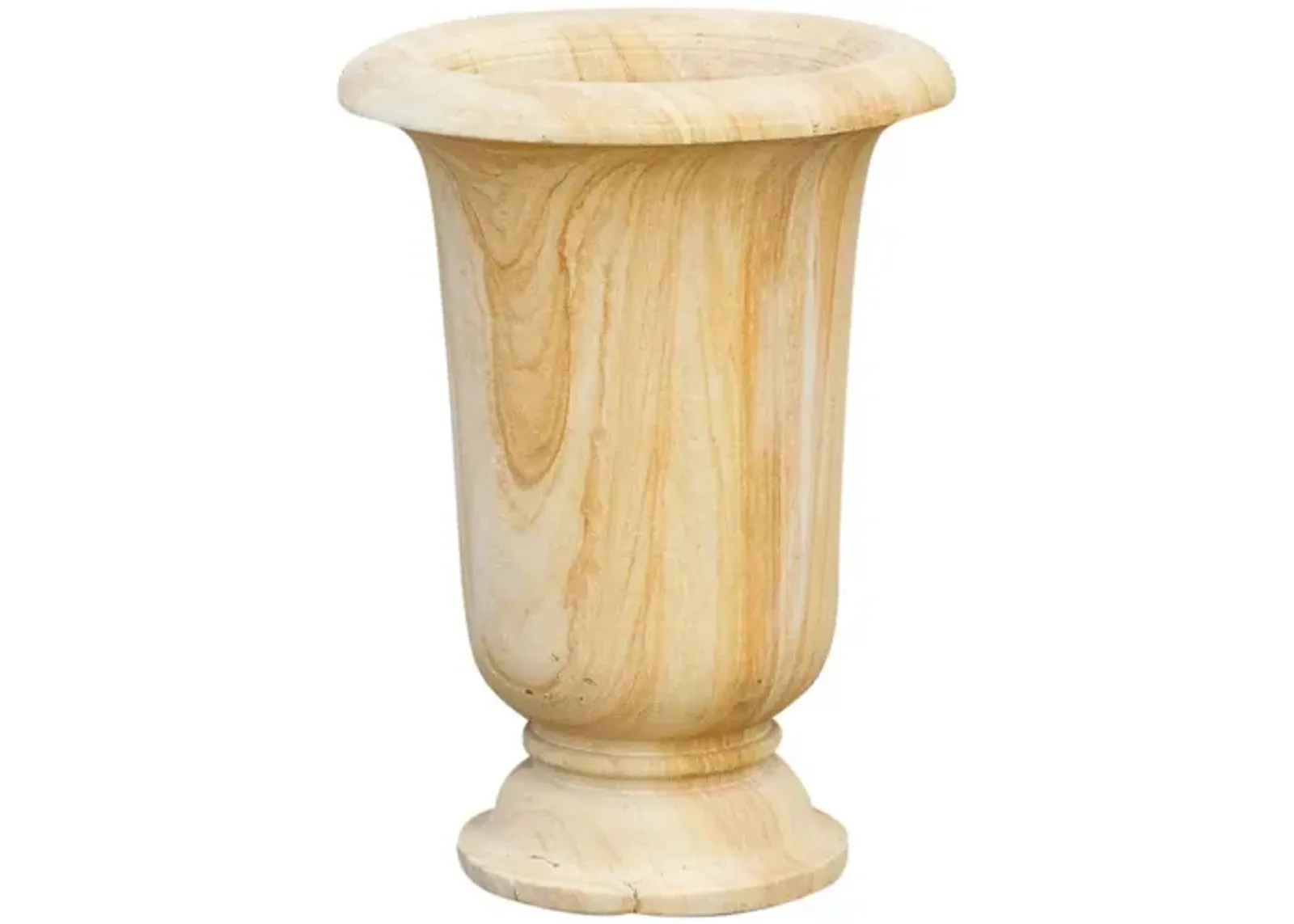 Tall Indo-French Stone Outdoor Urn Planter - de-cor - Beige - 19" l x 19" w x 25.5" h