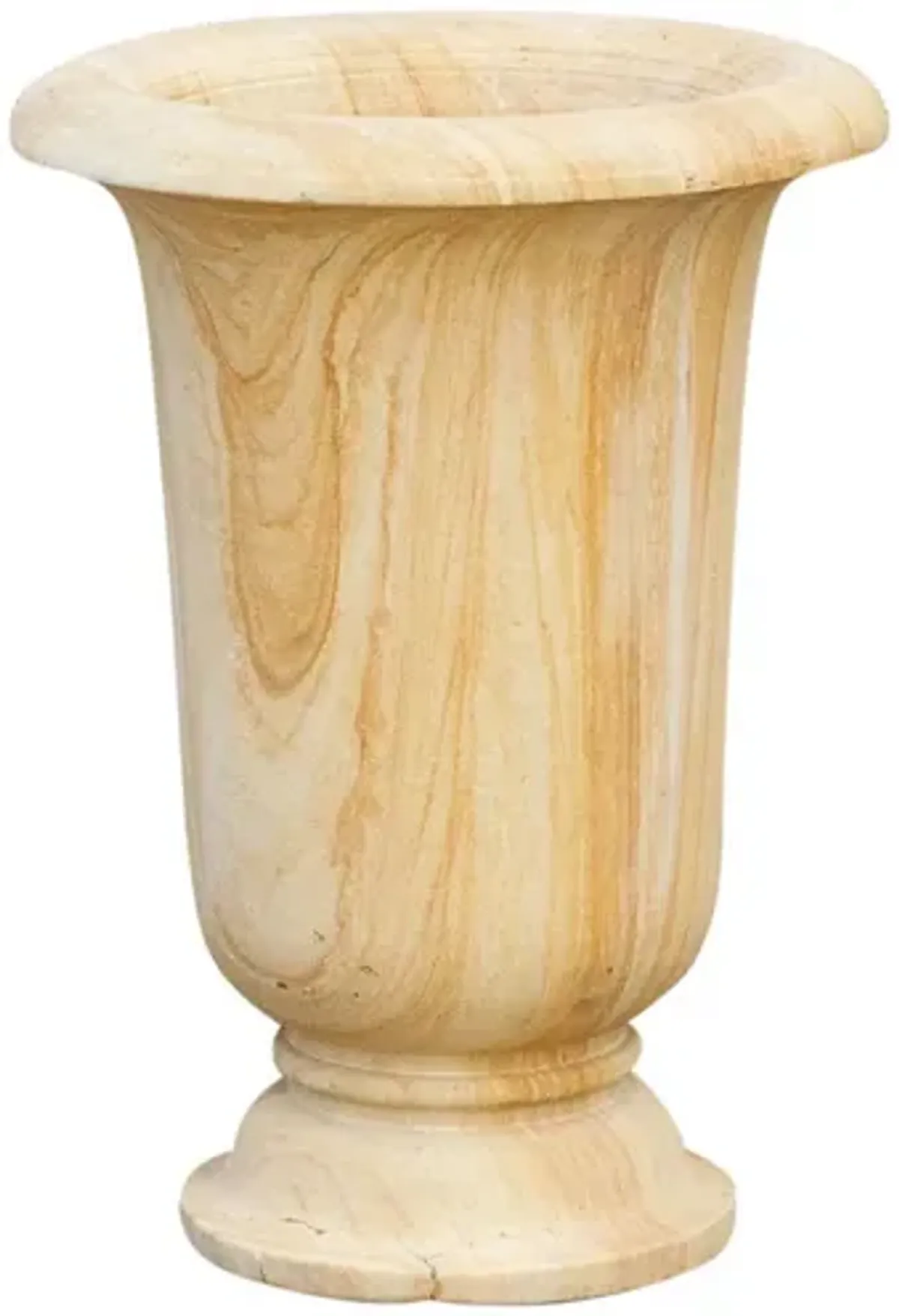 Tall Indo-French Stone Outdoor Urn Planter - de-cor - Beige - 19" l x 19" w x 25.5" h