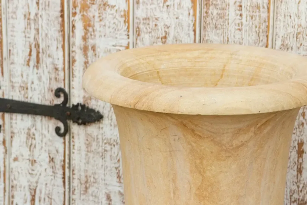 Graceful Stone Outdoor Urn Shaped Tall Planter - de-cor - Beige - 19" l x 19" w x 26" h