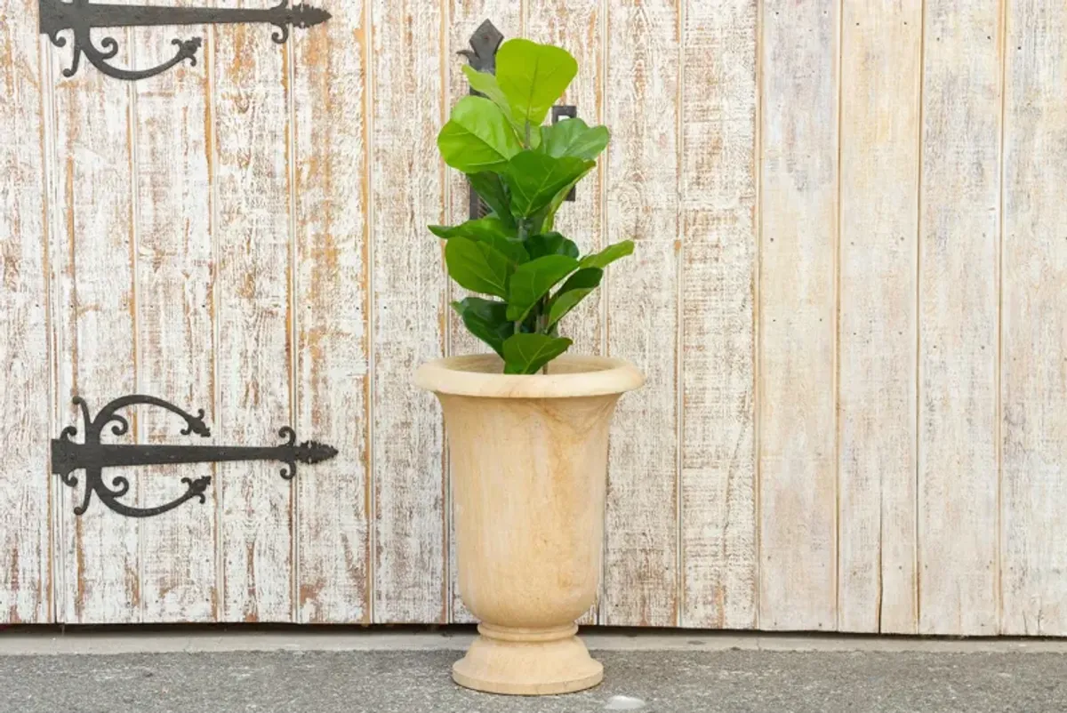 Graceful Stone Outdoor Urn Shaped Tall Planter - de-cor - Beige - 19" l x 19" w x 26" h