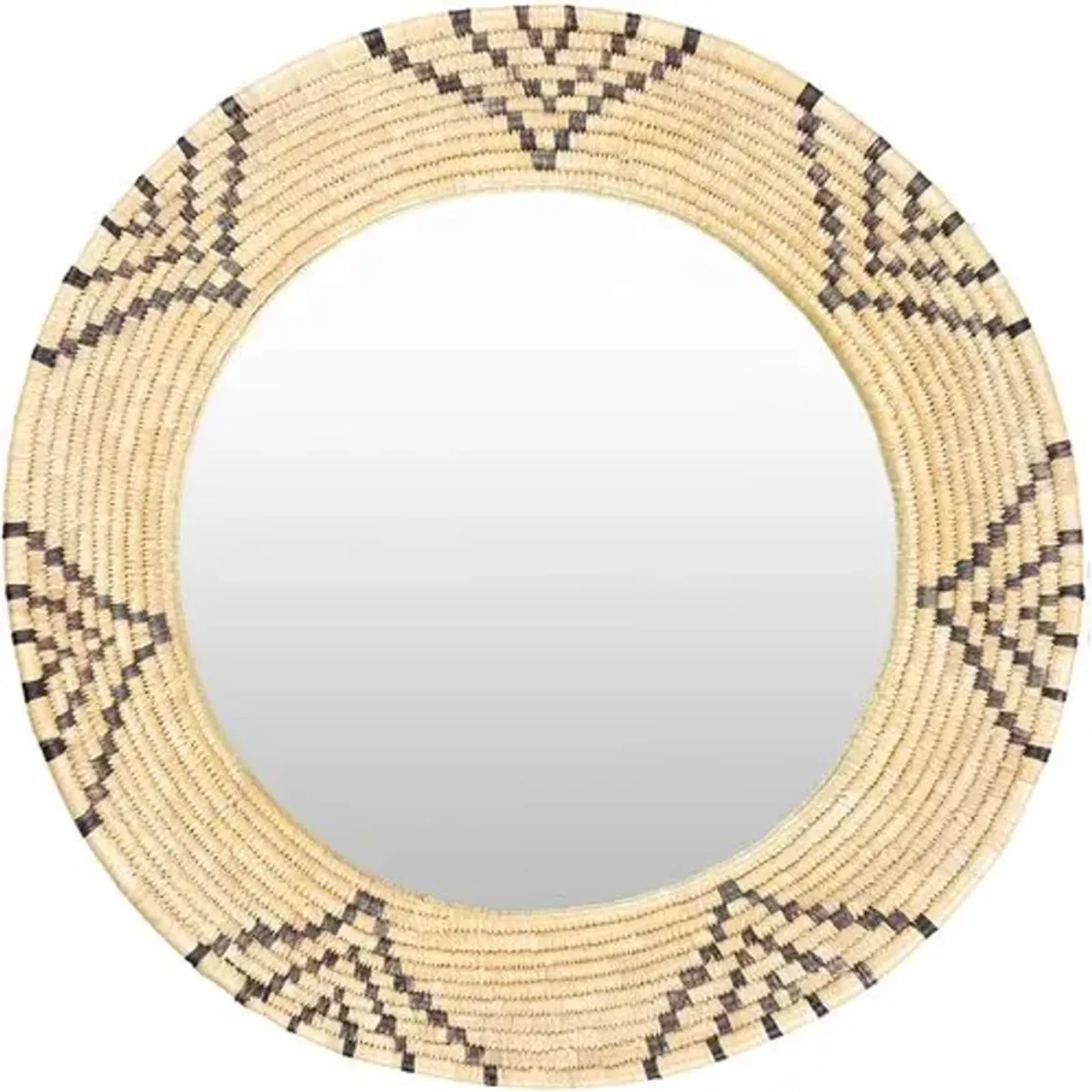 Kofi Moonj Grass Round Wall Mirror - Tan/Black