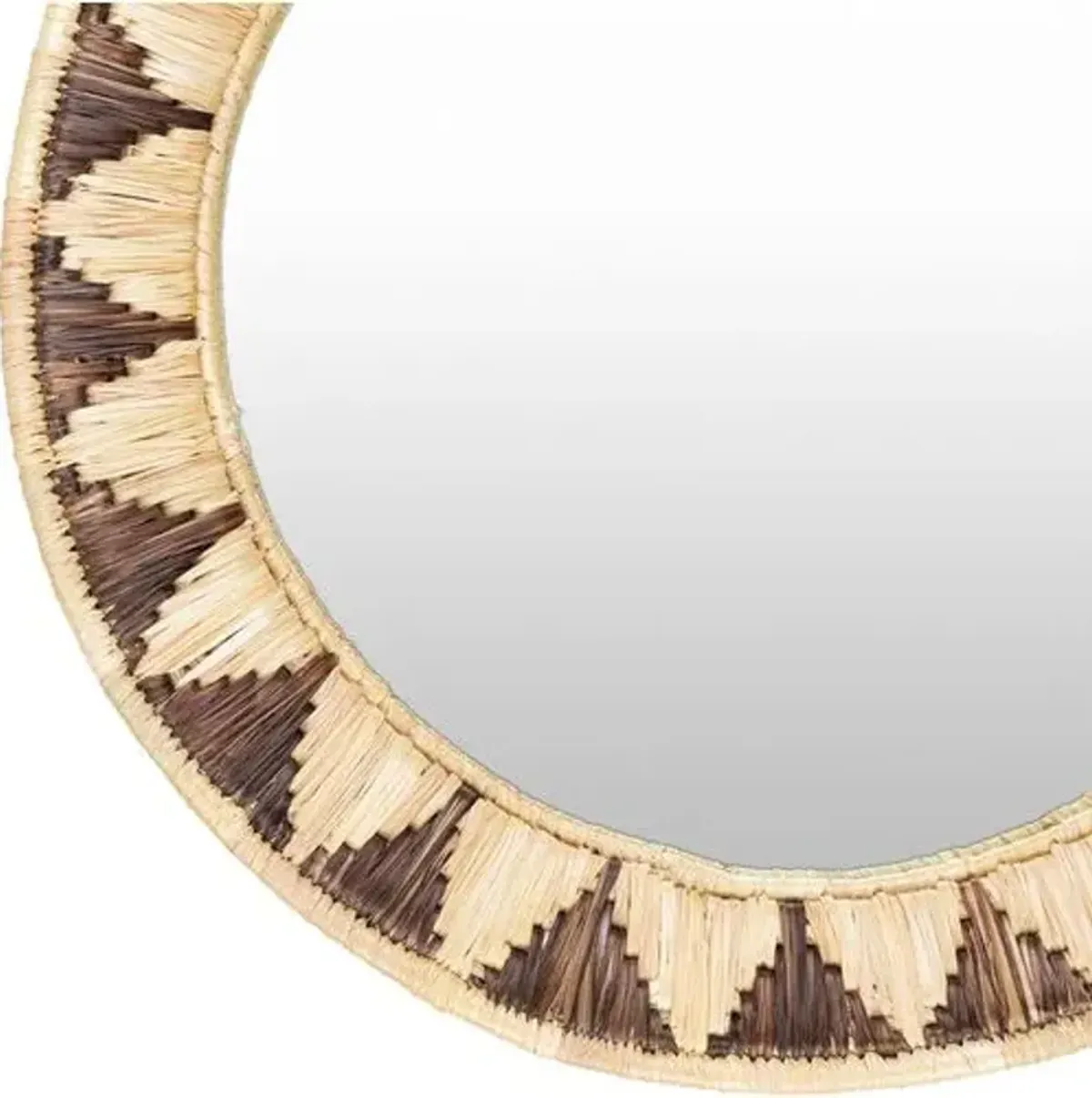 Ekua Moonj Grass Round Wall Mirror - Tan/Black