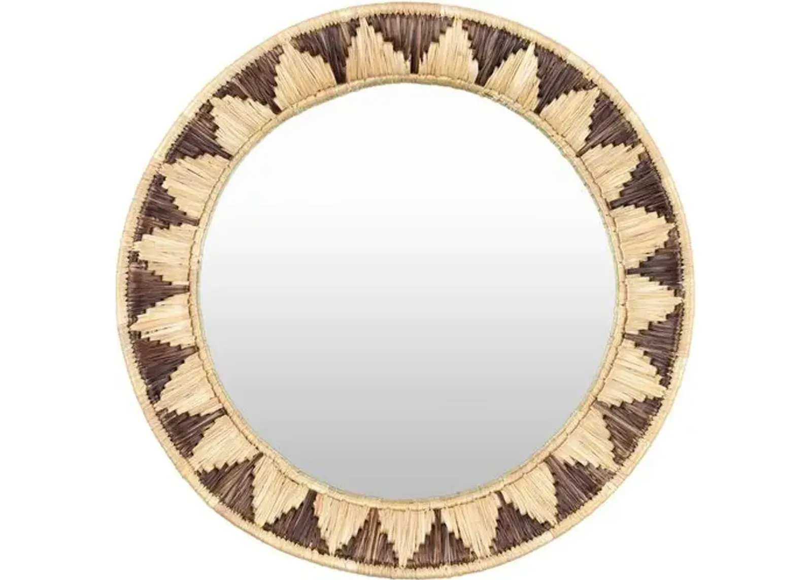 Ekua Moonj Grass Round Wall Mirror - Tan/Black