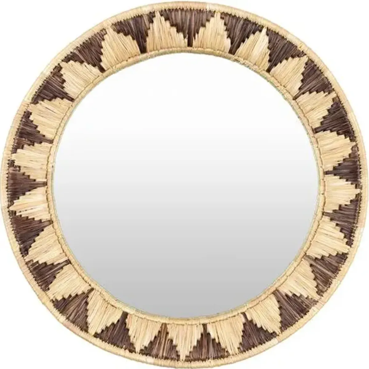 Ekua Moonj Grass Round Wall Mirror - Tan/Black