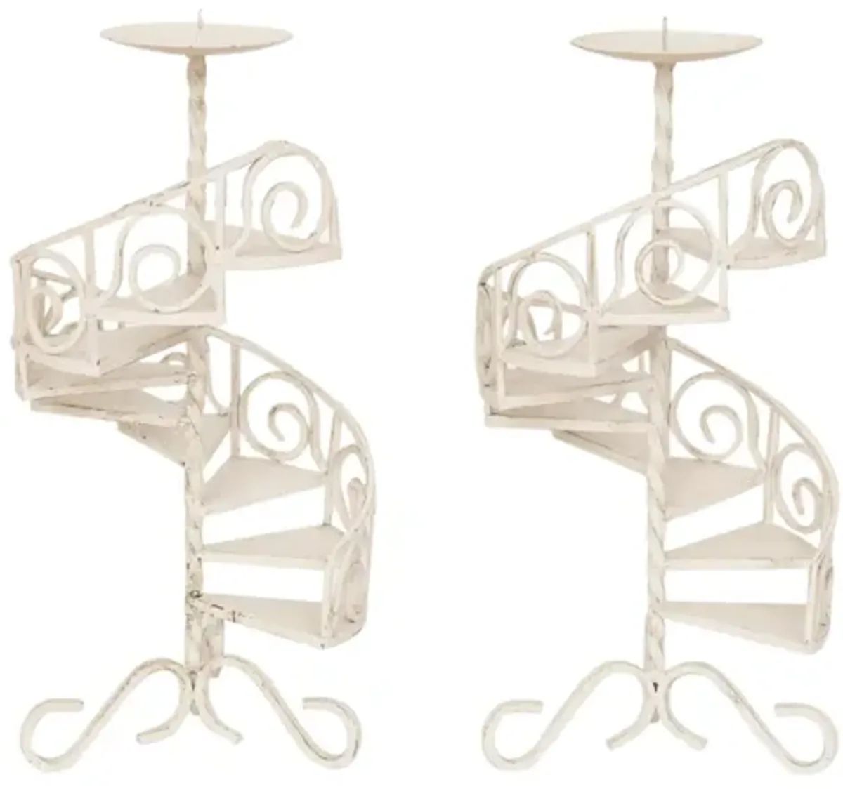 Spiral Staircase Candle Holders - a Pair - Interesting Things - White