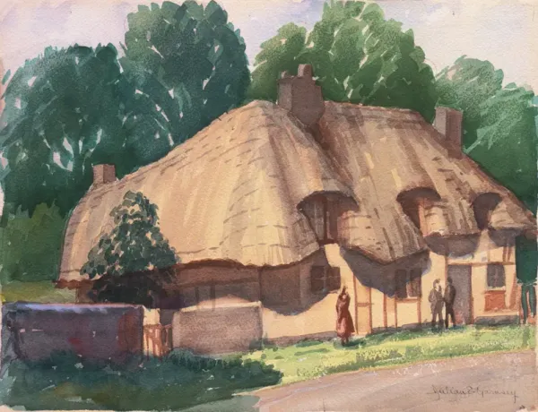 Old Thatched Cottage in Oxfordshire,1961 - McNaught Fine Art - Beige