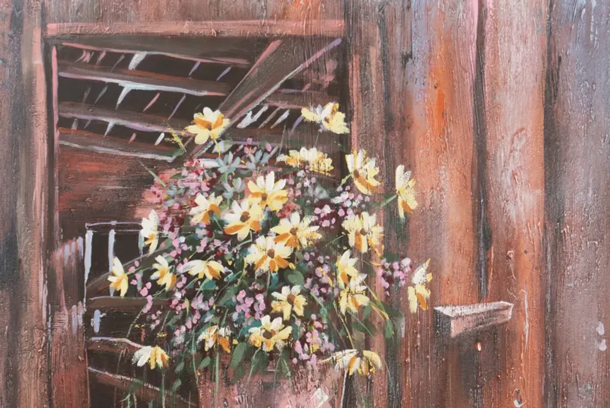 Wildflowers on a Window Sill - Large Oil - McNaught Fine Art - brown