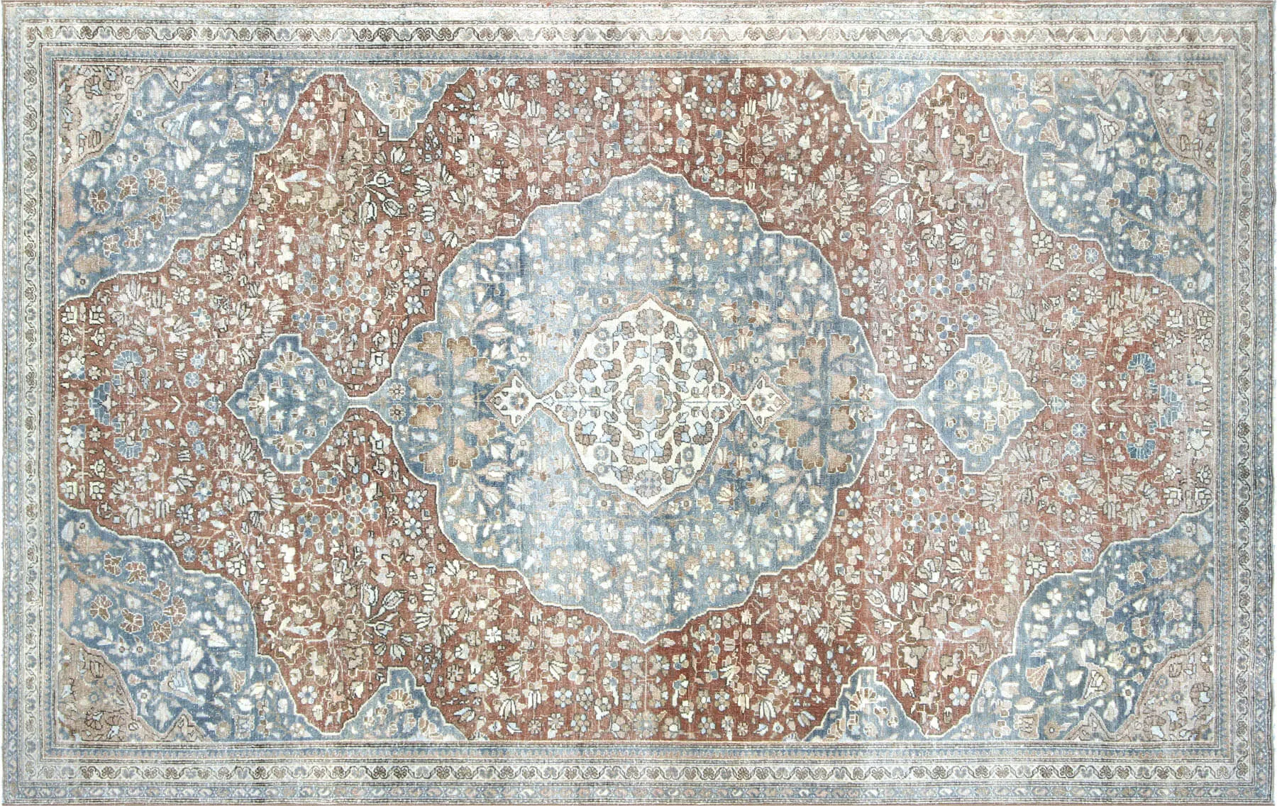 1920s Persian Tabriz Rug - 7'3" x 11'4" - Nalbandian - Blue - Blue