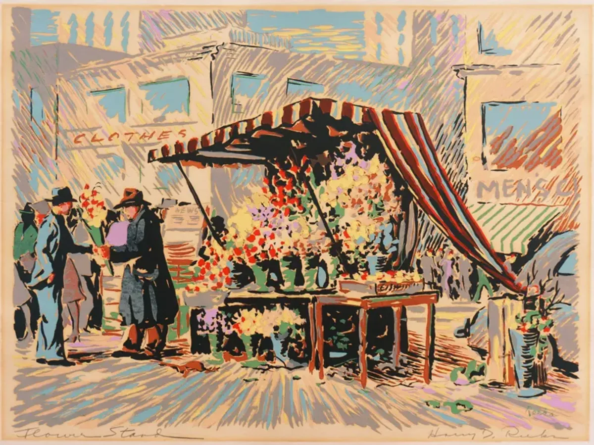 The Flower Stand by Harry Reeks - McNaught Fine Art - Gray