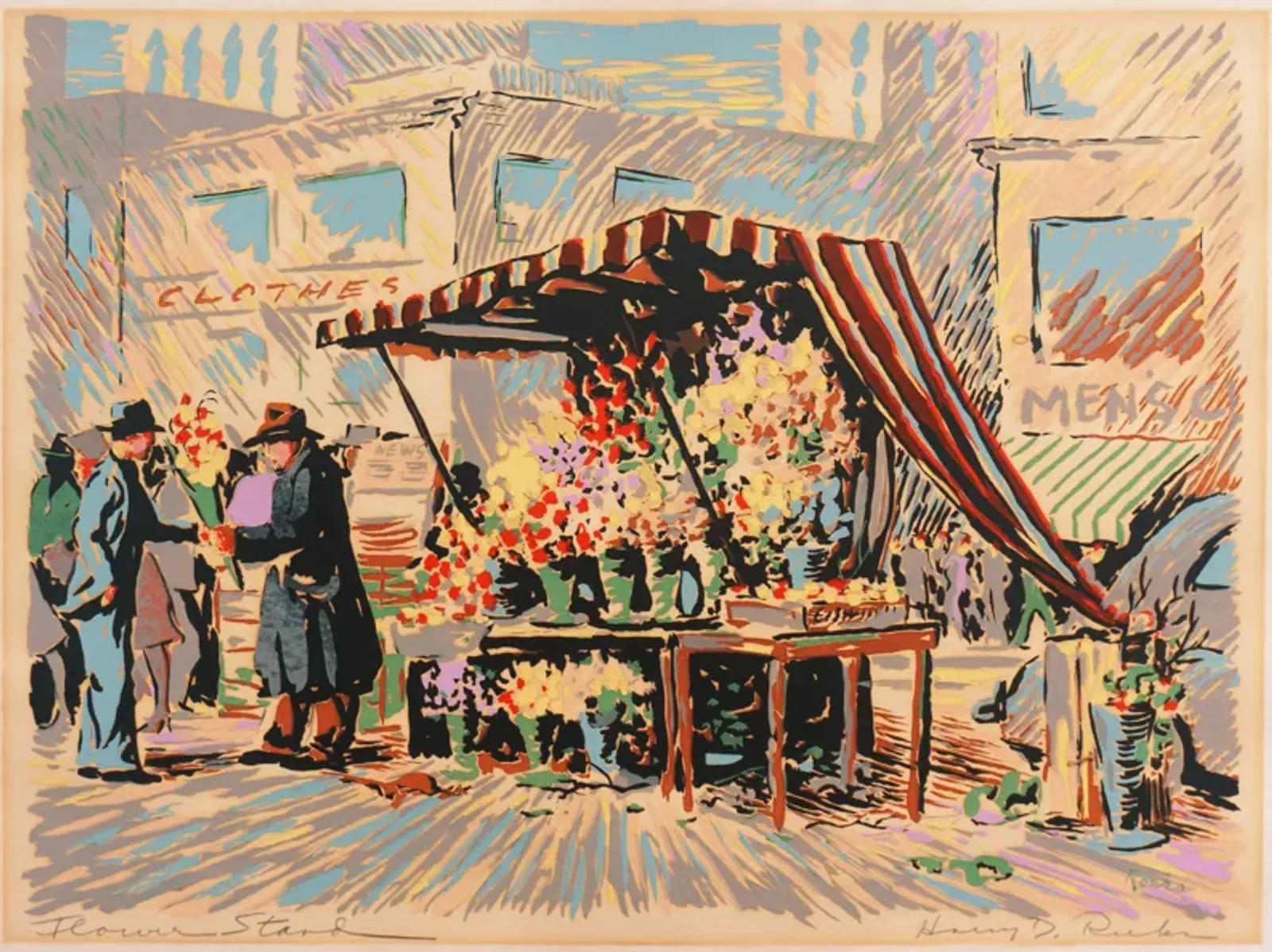 The Flower Stand by Harry Reeks - McNaught Fine Art - Gray