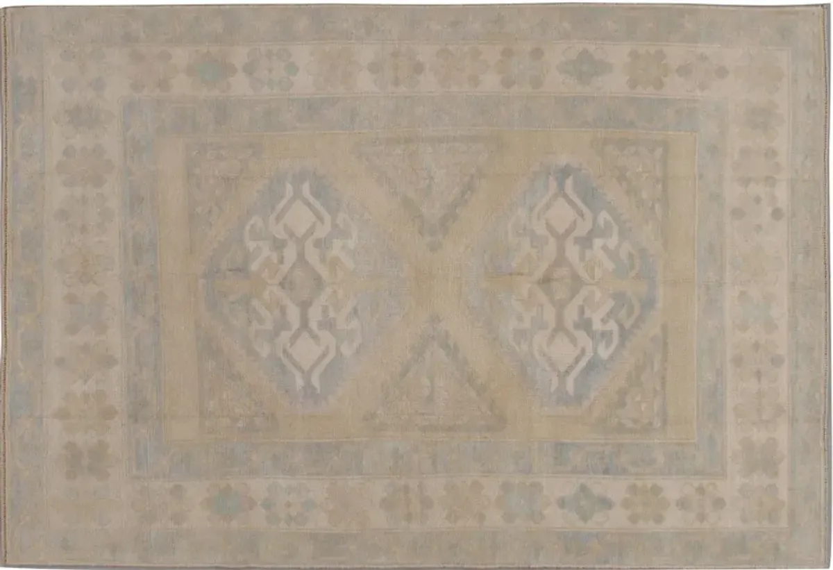 Turkish Oushak Rug 4'6 x 6'5 - Beige - Beige