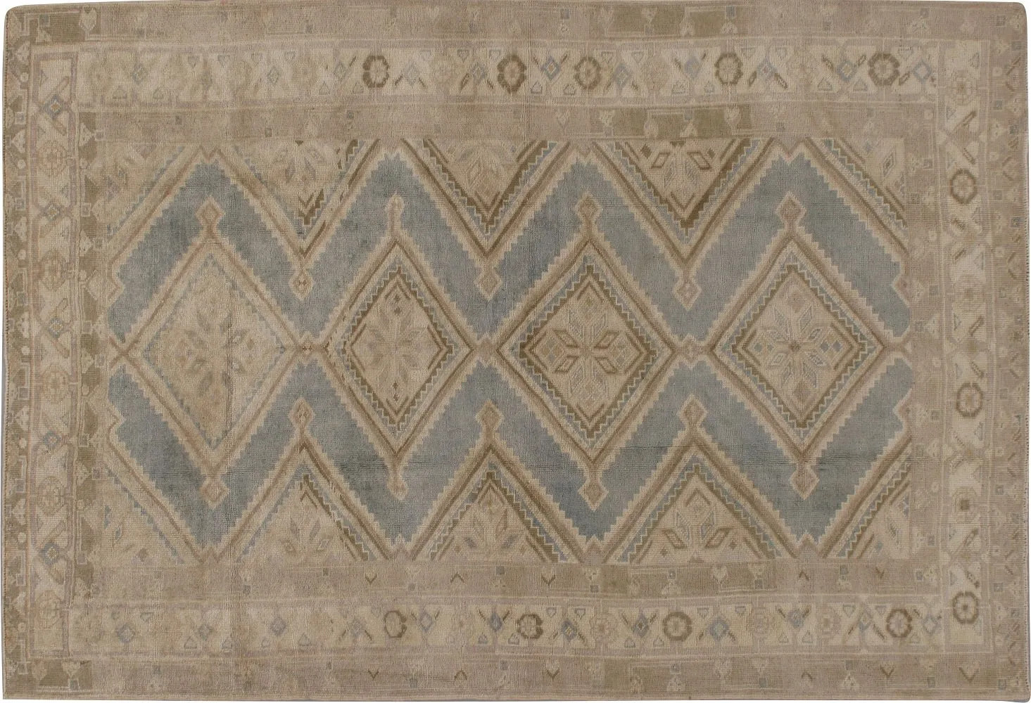 Turkish Oushak Rug 4'7 x 6'6 - Beige - Beige