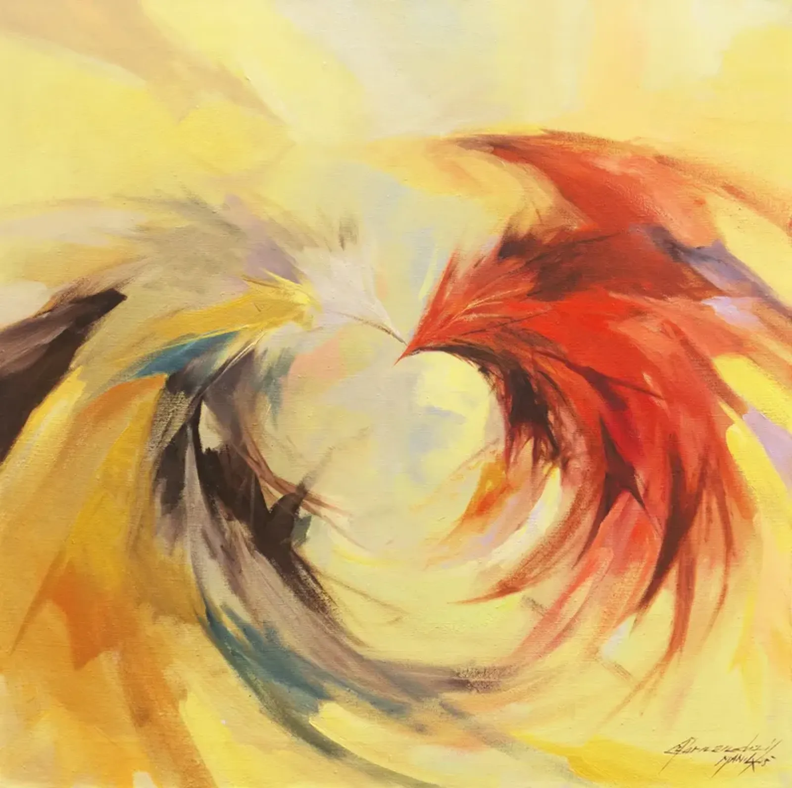 Action Abstract - Saffron and Rust - 1975 - McNaught Fine Art - yellow