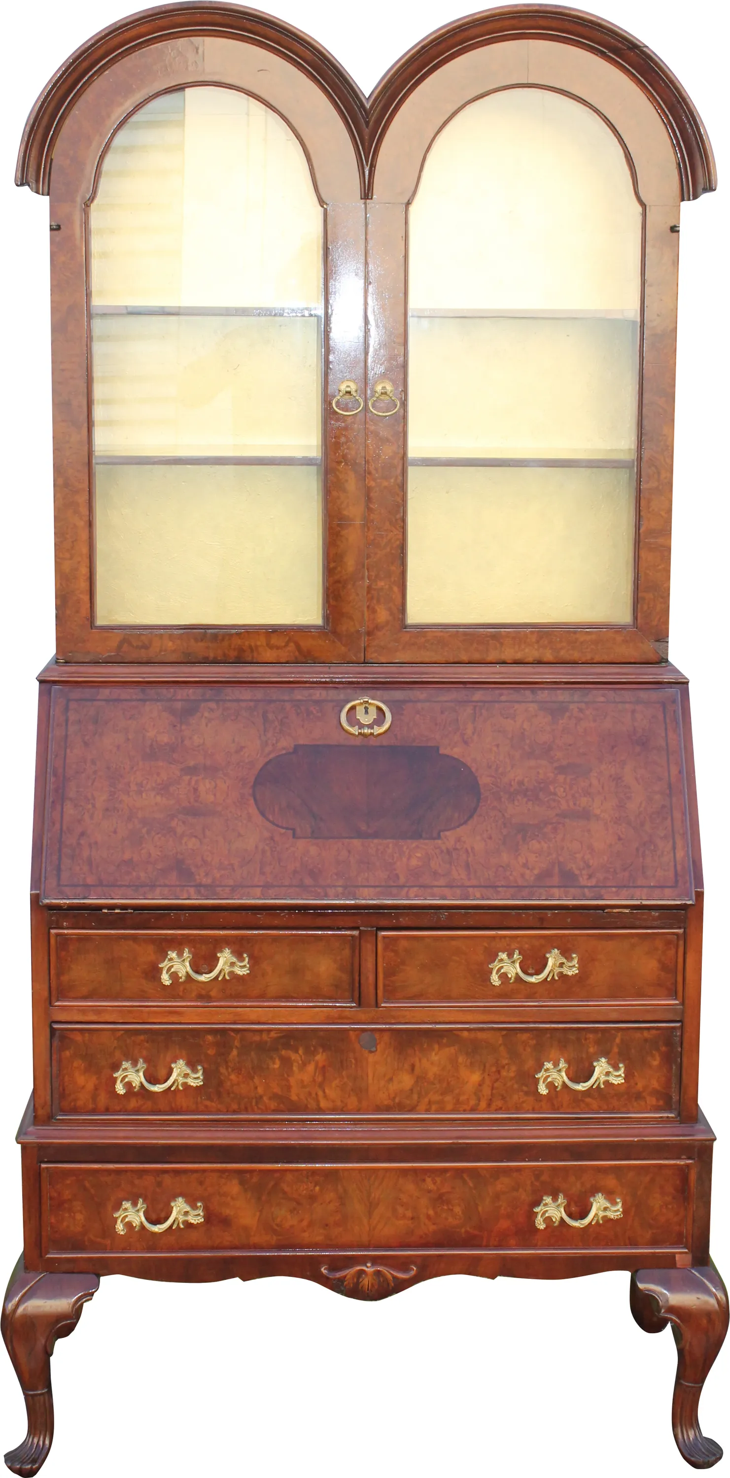Vintage Burl Wood Secretary Desk 1940's - Something Vintage - brown