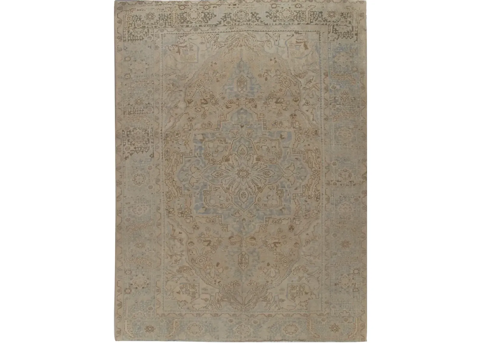 Persian Heriz Rug 8'7' x 11'10' - Beige - Beige