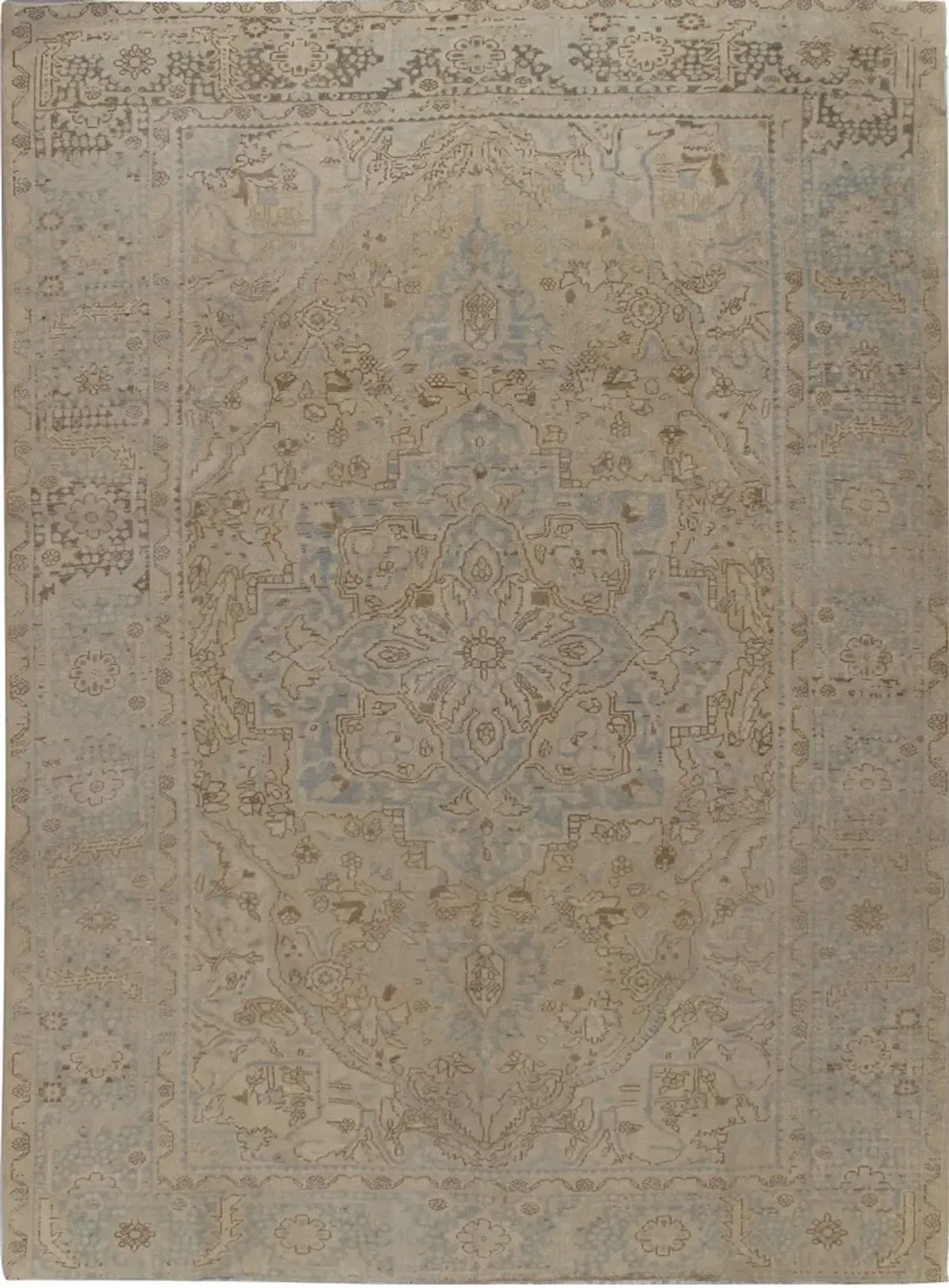 Persian Heriz Rug 8'7' x 11'10' - Beige - Beige