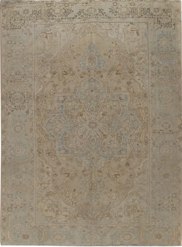 Persian Heriz Rug 8'7' x 11'10' - Beige - Beige