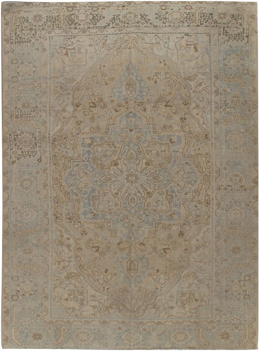 Persian Heriz Rug 8'7' x 11'10' - Beige - Beige