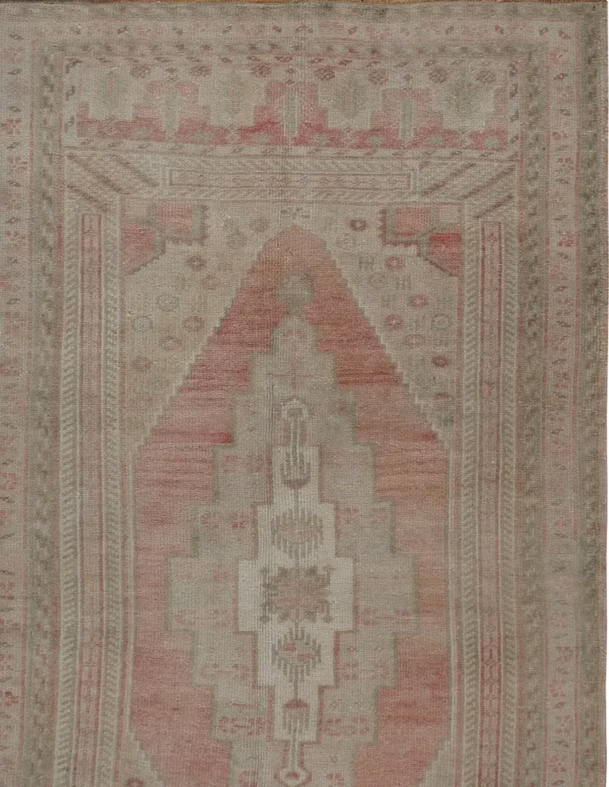 Turkish Oushak Rug Runner 3'4' x 6'1' - pink - pink