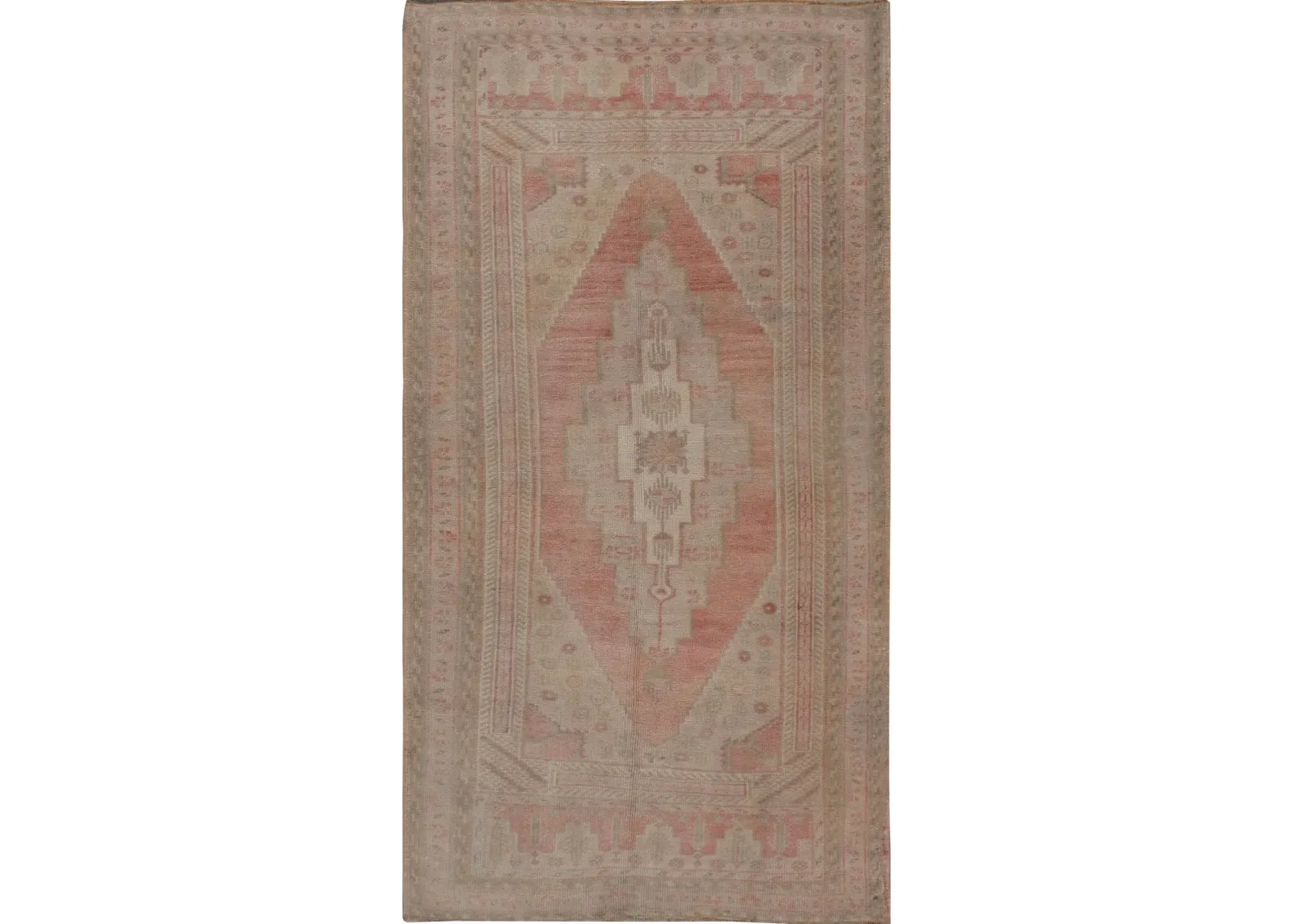 Turkish Oushak Rug Runner 3'4' x 6'1' - pink - pink