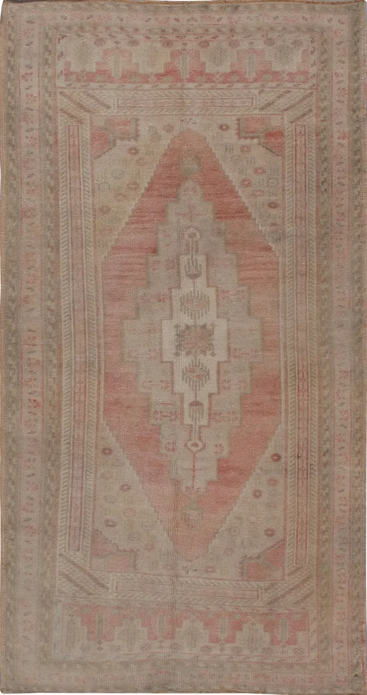 Turkish Oushak Rug Runner 3'4' x 6'1' - pink - pink