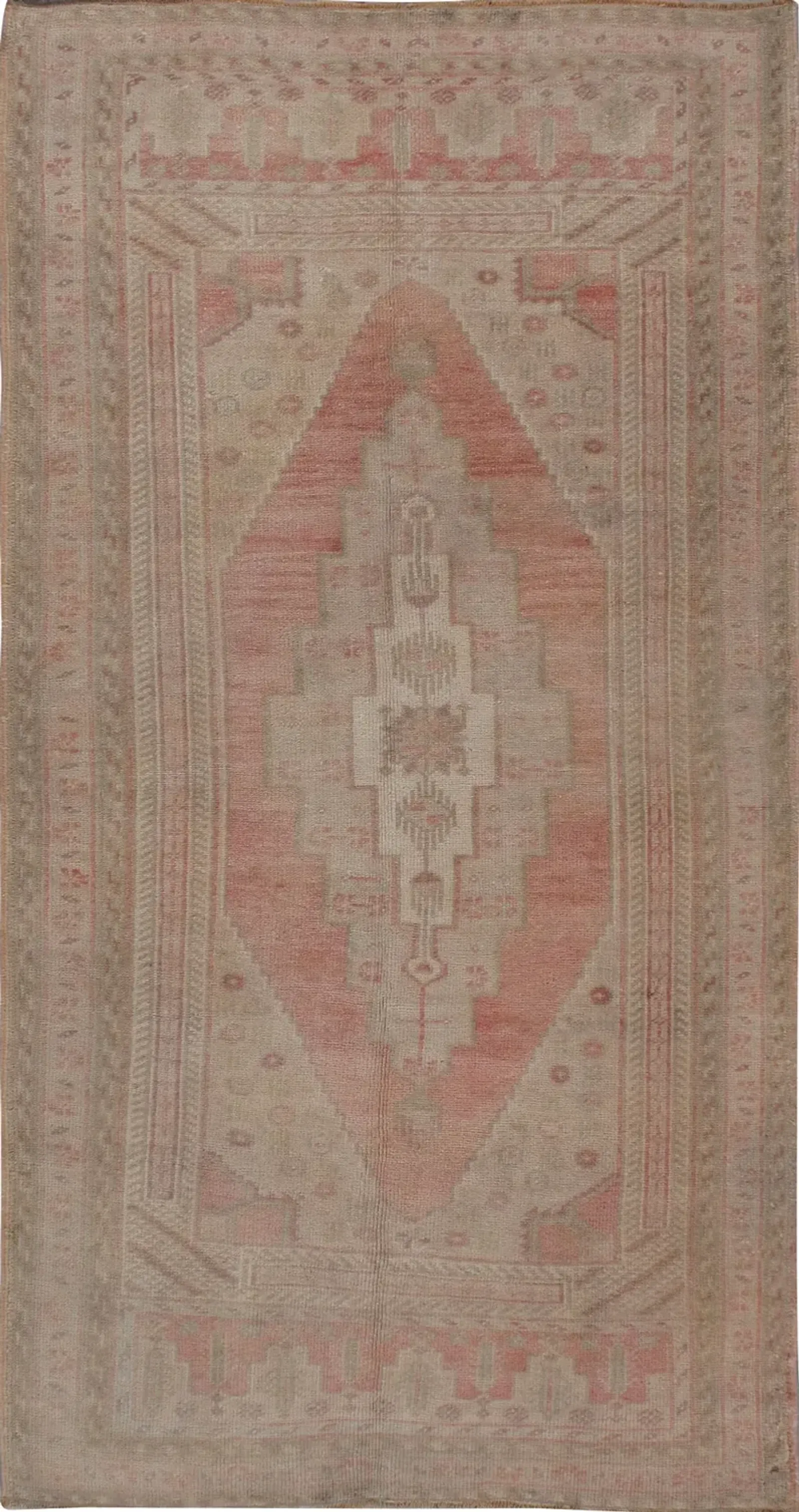 Turkish Oushak Rug Runner 3'4' x 6'1' - pink - pink