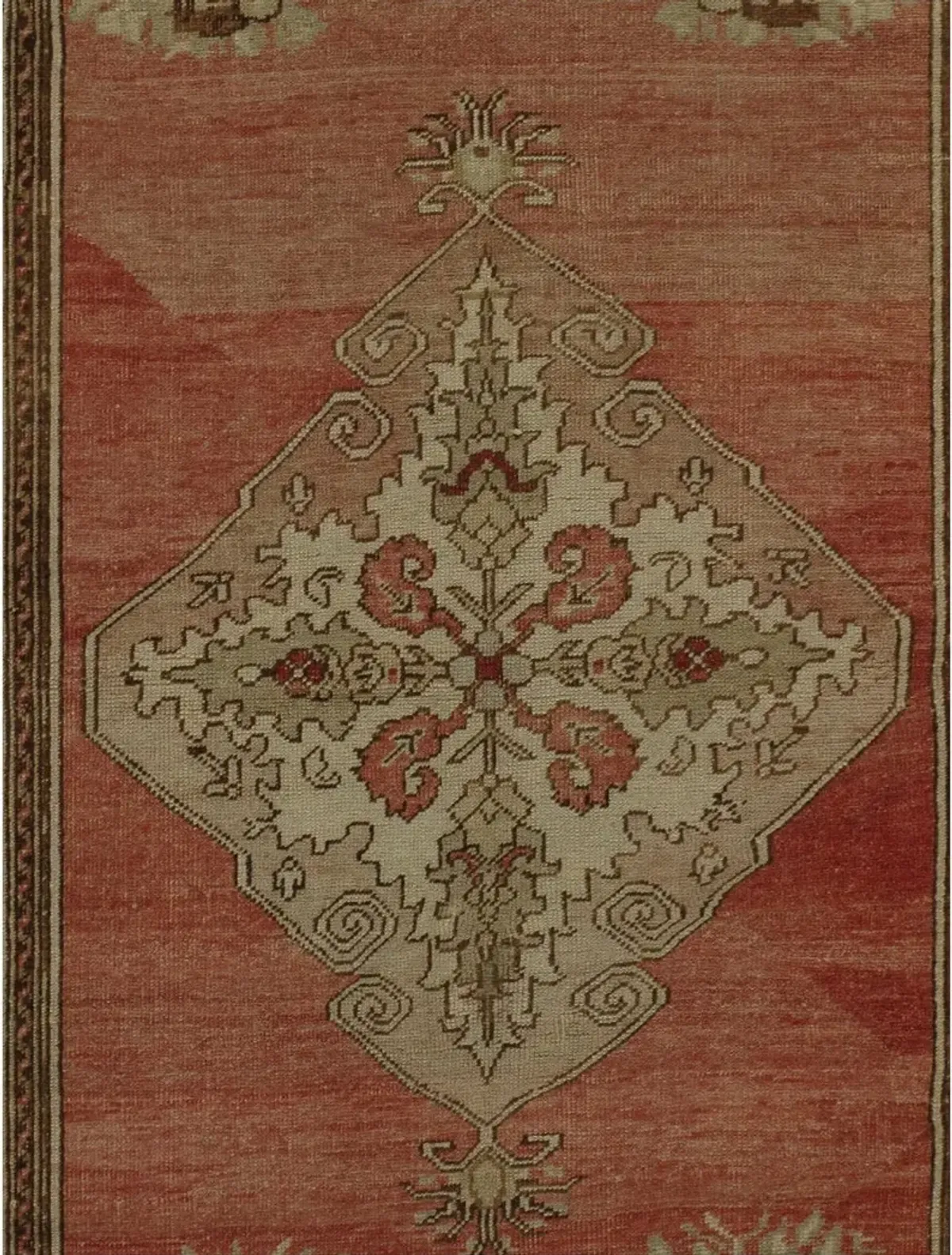 Turkish Oushak Rug Runner 3'5' x 12'9' - Red - Red