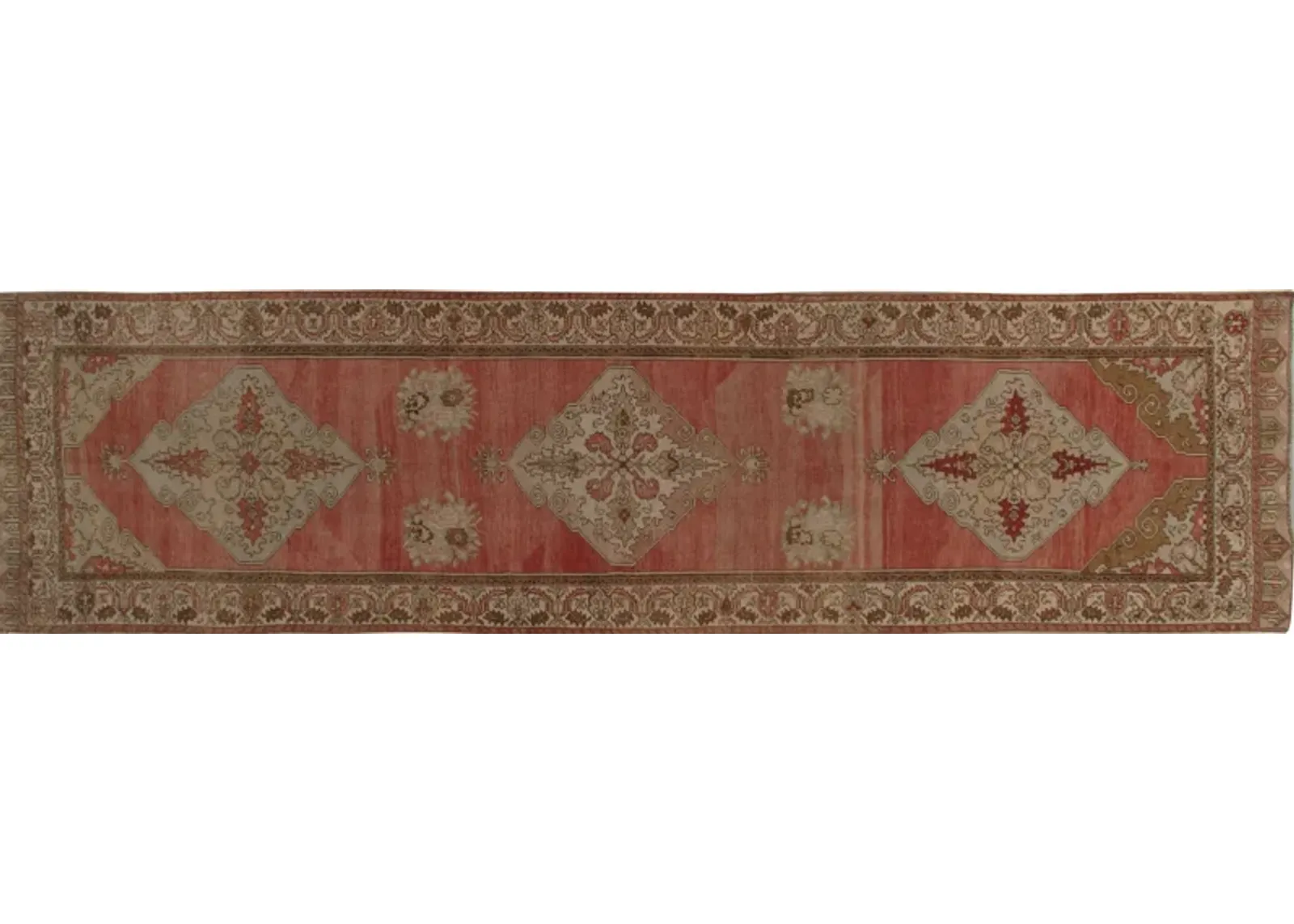 Turkish Oushak Rug Runner 3'5' x 12'9' - red - red