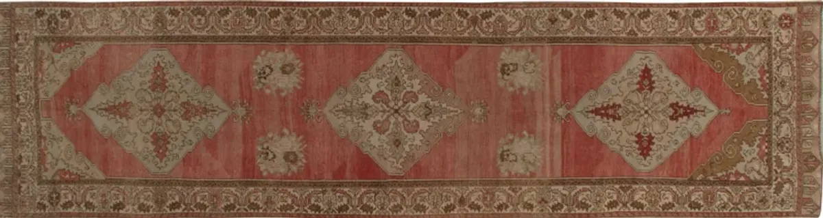 Turkish Oushak Rug Runner 3'5' x 12'9' - Red - Red