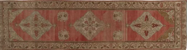 Turkish Oushak Rug Runner 3'5' x 12'9' - Red - Red