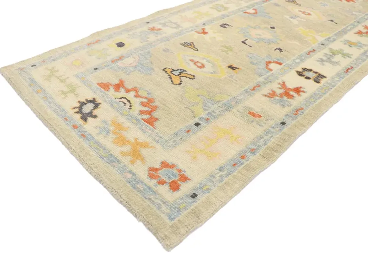 Turkish Oushak Runner - 3'x15'8" - Esmaili Rugs & Antiques - Beige - Beige