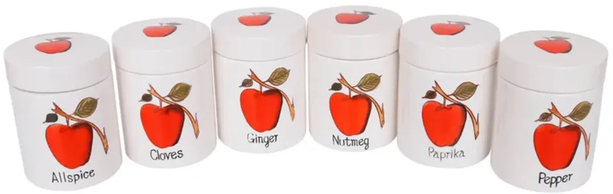 Red Apple Ceramic Spice Jars - Set of 6 - Interesting Things