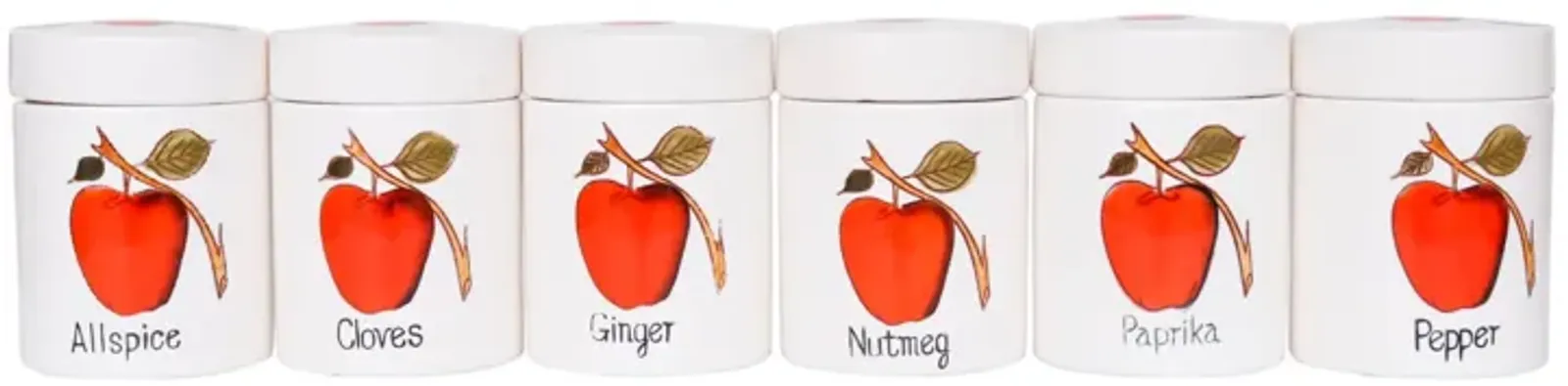 Red Apple Ceramic Spice Jars - Set of 6 - Interesting Things