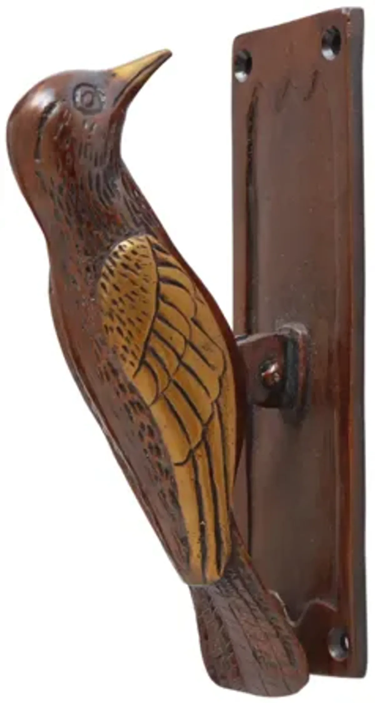 Red Brass Woodpecker Door Knocker - Interesting Things