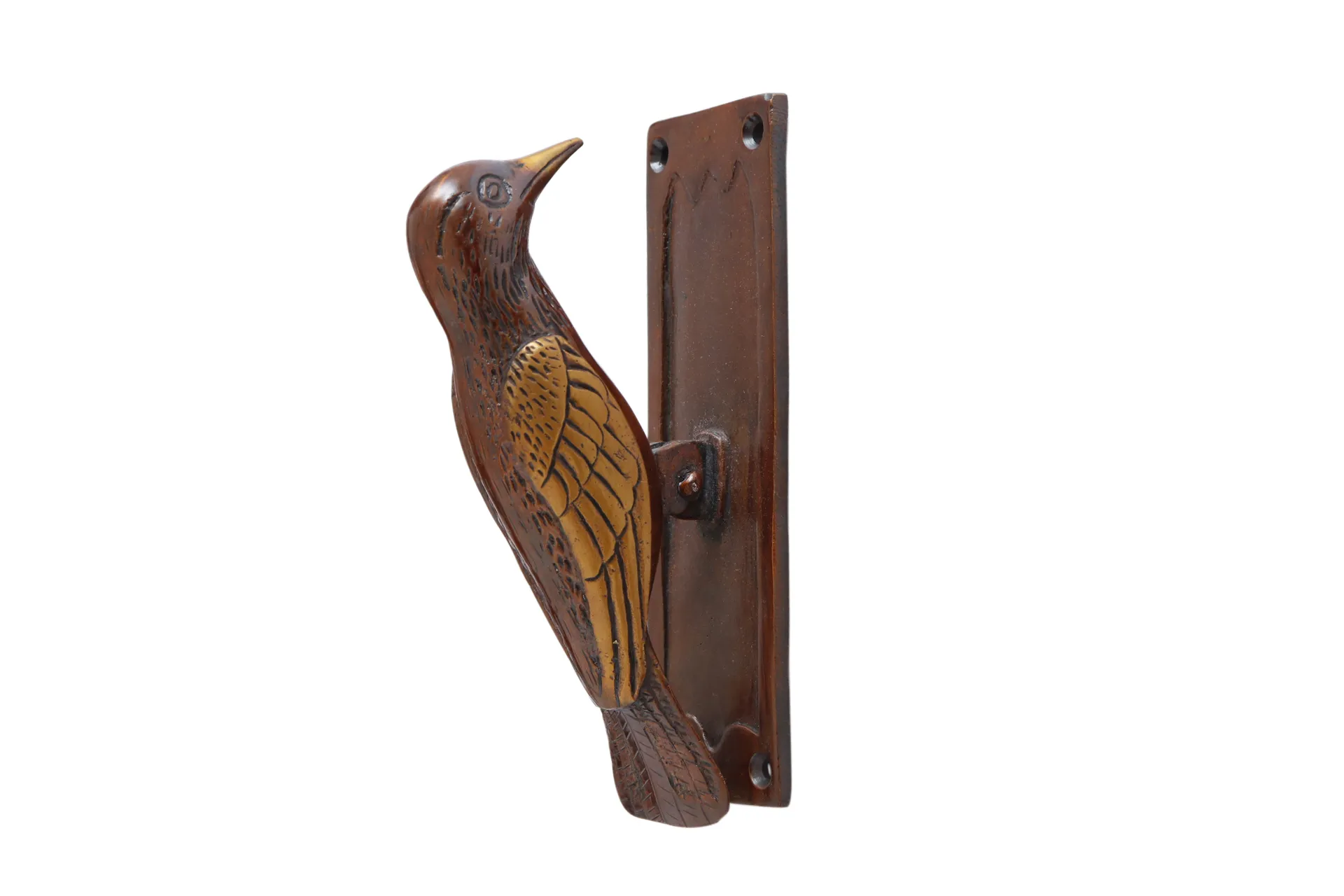 Red Brass Woodpecker Door Knocker - Interesting Things