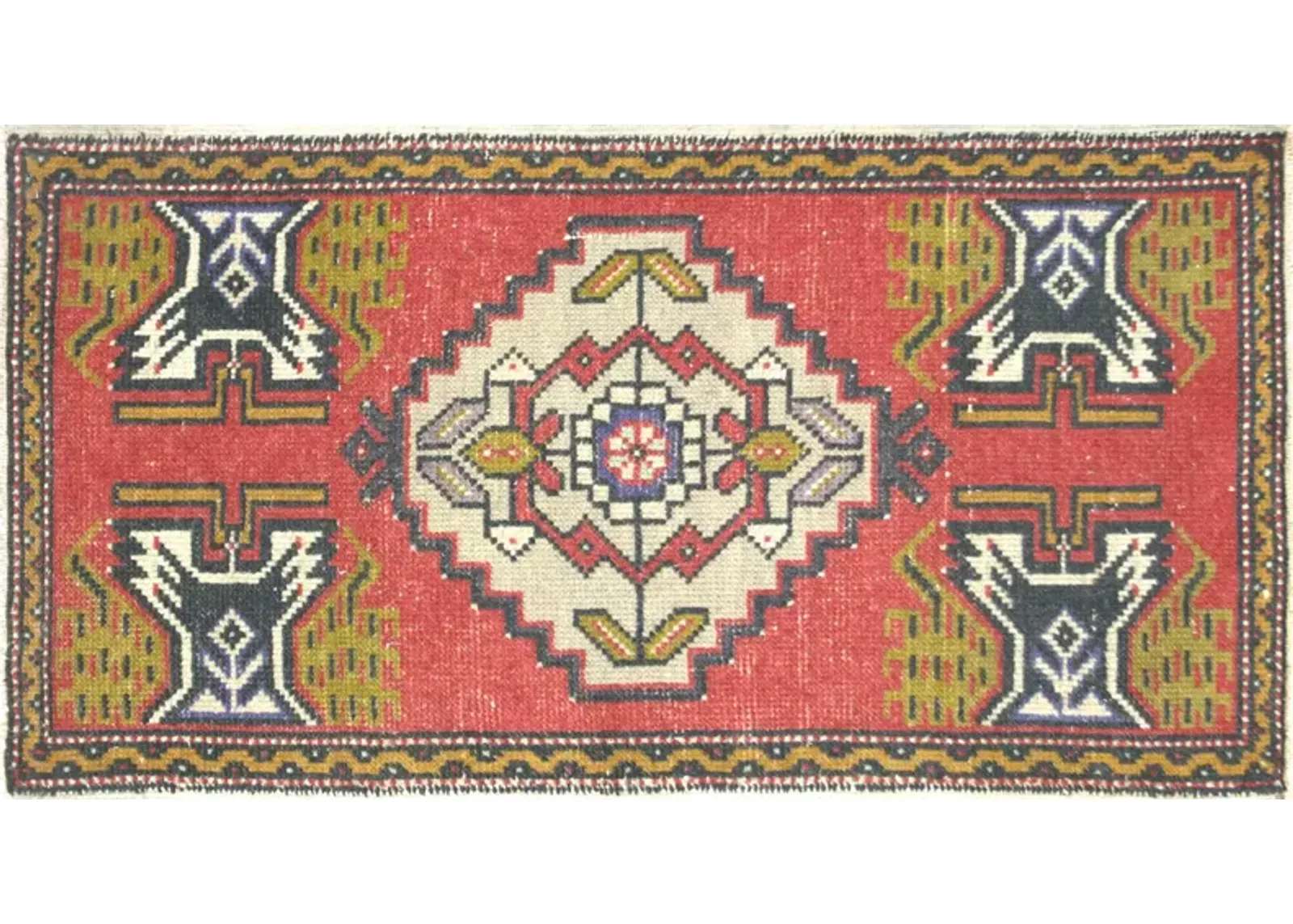 1960s Turkish Oushak Yastic,1'10" x 3'4" - Nalbandian - Red